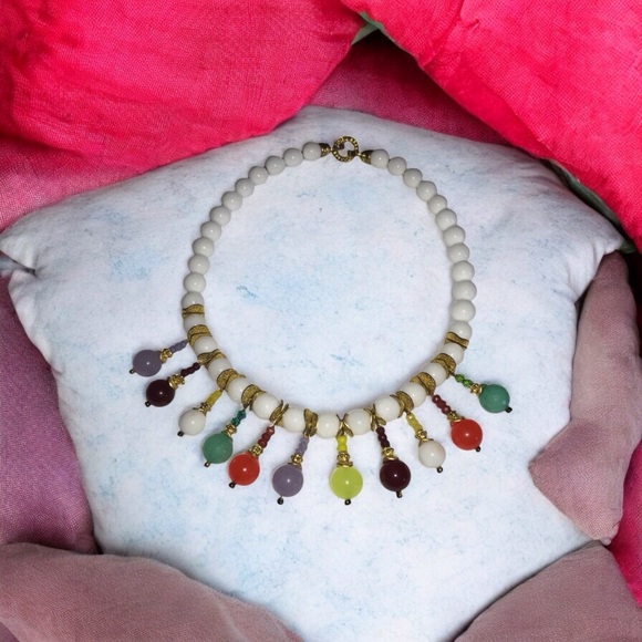 Vintage Semiprecious Varieties Stones Necklace - Picture 1 of 7